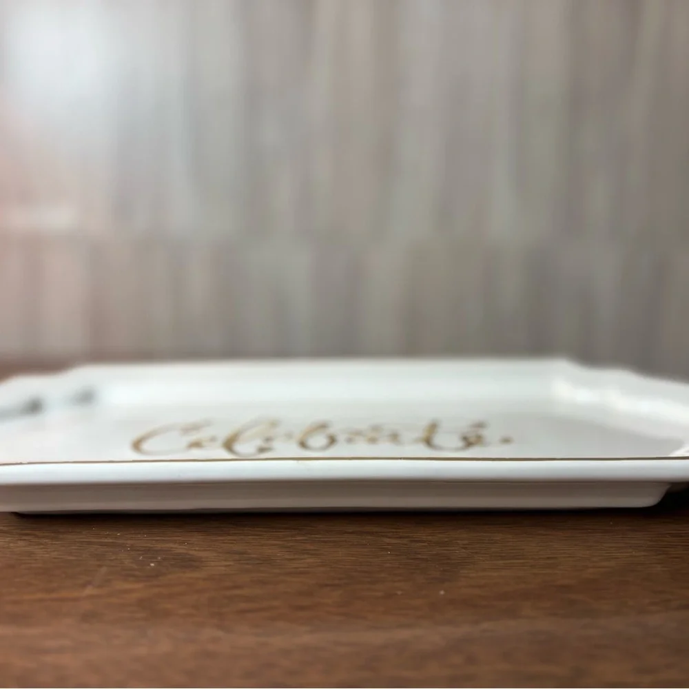 Mud Pie White and Gold Celebrate Serving Platter